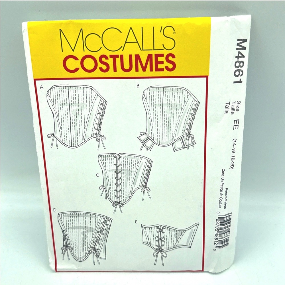 McCall's M4861 Corset Sewing Pattern Misses Size EE 14-20 White Costume Bodice